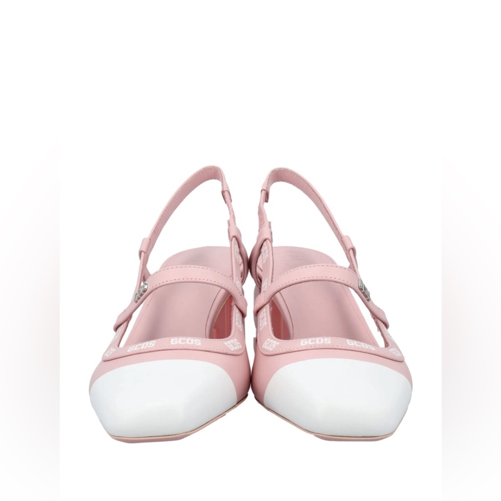 NEW GCDS Leather Lilit Slingback Pink Logo Pumps Block Heels Coquette Feminine - Picture 5 of 15